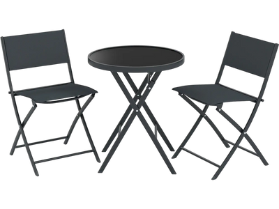 Costway 3-Piece Outdoor Folding Patio Bistro Set Glass Table 2 Chairs 17076429 New