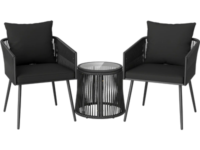 Costway 3-Piece Outdoor Patio Rattan Furniture Set w/ Cushions 21335512 New