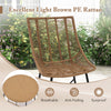 Light brown PE rattan chair with ergonomic design and removable cushion, perfect for outdoor patio relaxation.