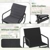 Gray outdoor rocking chair with cushion and fixing ties, featuring breathable fabric and a robust metal frame for.
