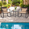 3-Piece Outdoor Rocking Bistro Set with Soft Cushions and Tempered Glass Table-Brown - Gallery View 1 of 11