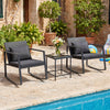 3-Piece Outdoor Rocking Bistro Set with Soft Cushions and Tempered Glass Table-Dark - Gallery View 1 of 11