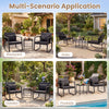 3-piece outdoor rocking bistro set with soft cushions and tempered glass table, ideal for patio, garden, or poolside.