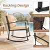 Rocking chair set featuring a heavy-duty metal frame, plush cushions, and elegant PE rattan for outdoor relaxation.