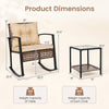 3-piece outdoor rocking chair set featuring brown PE rattan, thick cushions, and a glass-top coffee table for relaxation.