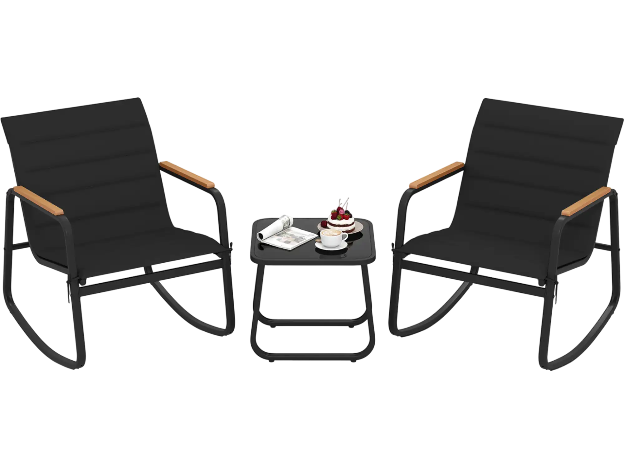 Costway 3-Piece Outdoor Rocking Bistro Set Porch Chairs 80330535 New