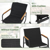 Black outdoor rocking chair with breathable fabric, quick-drying design, and comfortable armrests for patio relaxation.
