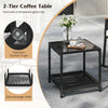 2-tier coffee table with tempered glass top and extra storage shelf, perfect for outdoor patio use.