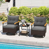 3 Piece Outdoor Swivel Chair Set with Tempered Glass Side Table-Gray - Gallery View 1 of 10