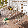 3-piece patio bistro set featuring gray acacia wood slatted seats and tabletop, perfect for outdoor dining.