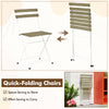 Quick-folding chair with acacia wood slatted seat and stable metal frame, perfect for outdoor patio use.
