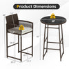 Bar height table and armchairs from the 3 Piece Patio Bar Set, featuring durable PE wicker and soft cushions for.