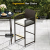 Ergonomic bar chair with curved armrests and comfortable backrest, crafted from durable PE wicker for outdoor.