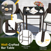 Bar height table with tempered glass top, sturdy metal frame, and adjustable foot pads, perfect for outdoor relaxation.