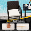 Comfy seat cushion with high-density sponge for 3-piece patio bar set, ideal for outdoor relaxation by the poolside.