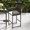 Ergonomic bar chair with curved armrests, comfortable backrest, and soft cushion, perfect for outdoor patio relaxation.