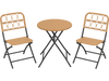 3 Piece Patio Bistro Set Folding Round Table and Chairs with Wicker Seat