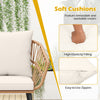 Soft cushion with removable cover and high-elasticity filling for the 3 Piece Patio Bistro Set, ideal for outdoor use.