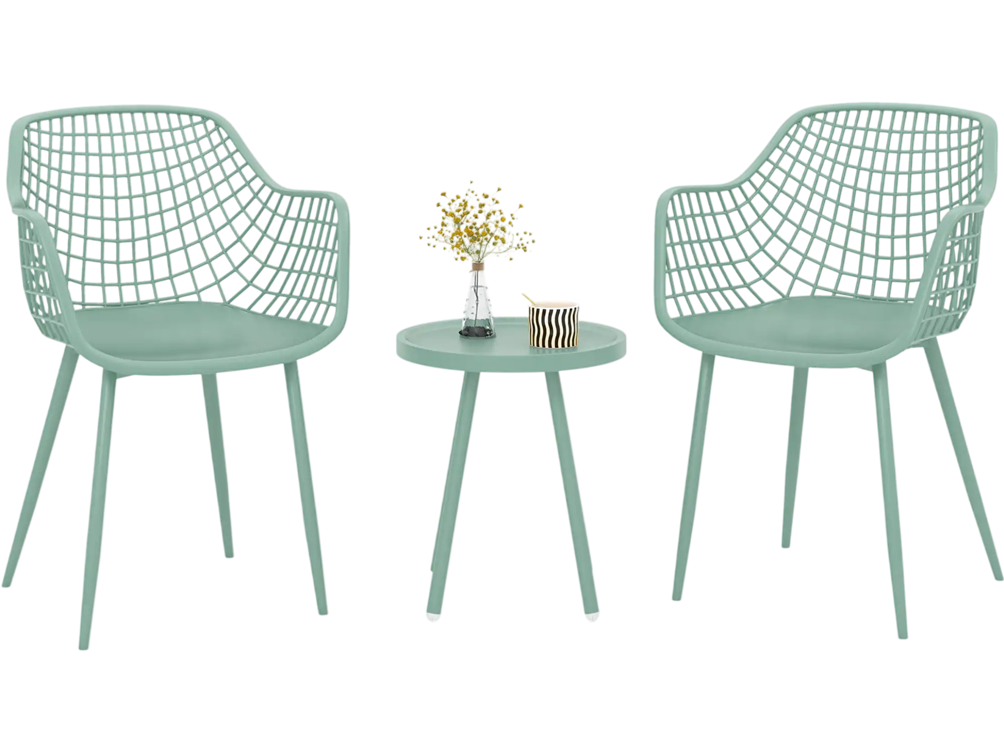 Costway 3-Piece Patio Chair Set w/ PP Seat Table for Porch 89165274 New