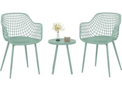 Costway 3-Piece Patio Chair Set w/ PP Seat Table for Porch 89165274 New