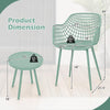 Patio chair set with green PP seat and tabletop, featuring ergonomic design and adjustable footpads for stability.