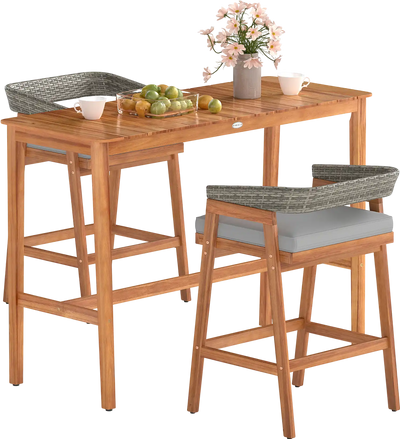 Costway Patio Counter Height Bar Set with Cushioned Barstools 873612954 New