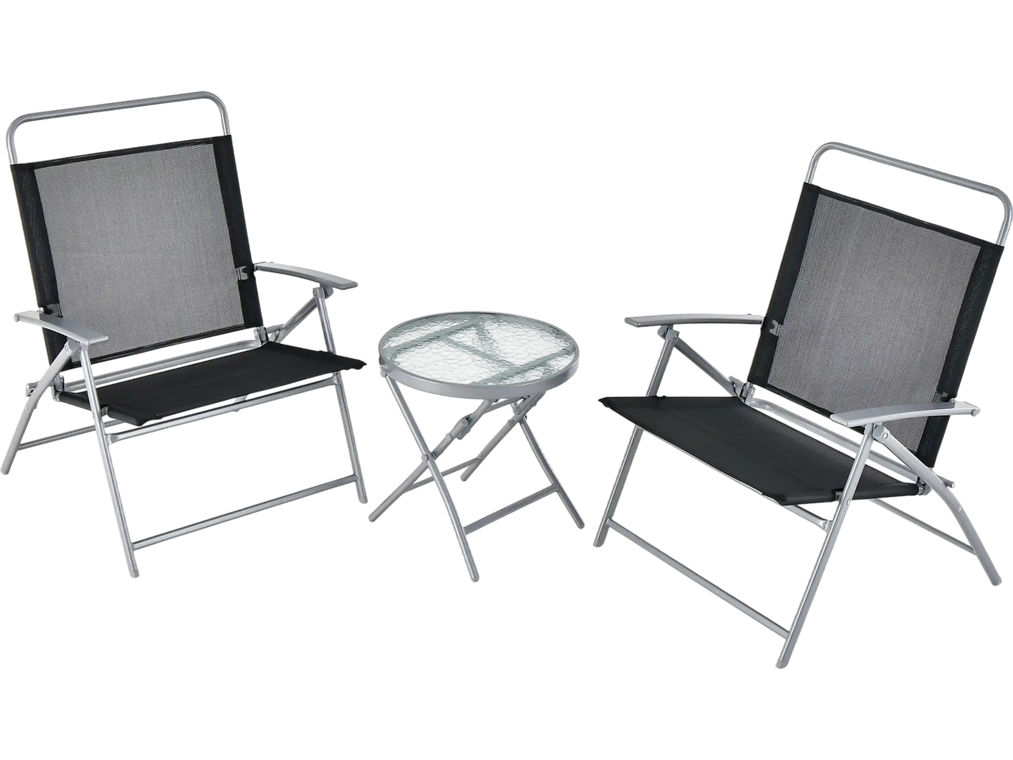 Costway 3-Pc Patio Folding Chair Conversation Set Outdoor Metal 42956178 New
