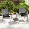 3 Piece Patio Furniture Set with Seat Cushions and Tempered Glass Tabletop for Balcony-Black - Gallery View 1 of 12