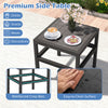 Square side table with PP rattan texture, easy-to-clean surface, ideal for drinks and snacks in outdoor settings.
