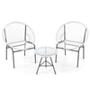White 3-piece patio Acapulco bistro set with ergonomic chairs and tempered glass table, perfect for outdoor relaxation.