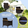 Cozy patio chair featuring a high backrest, ergonomic armrests, and a widened seat for outdoor relaxation.