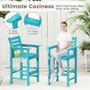 Turquoise HDPE bar chair with 105° inclined backrest, wide armrests, and footrest, ideal for backyard relaxation.