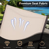 Breathable seat fabric detail of the 3 Piece Patio Metal Aluminum Wide Armchair and Table Set in rustic brown, ideal.