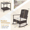 Wicker rocking chair with high backrest and seat cushion, part of a 3-piece patio set, ideal for outdoor relaxation.