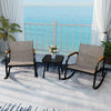 3-piece patio rocking bistro set featuring breathable fabric seats and a tempered glass coffee table, perfect for.