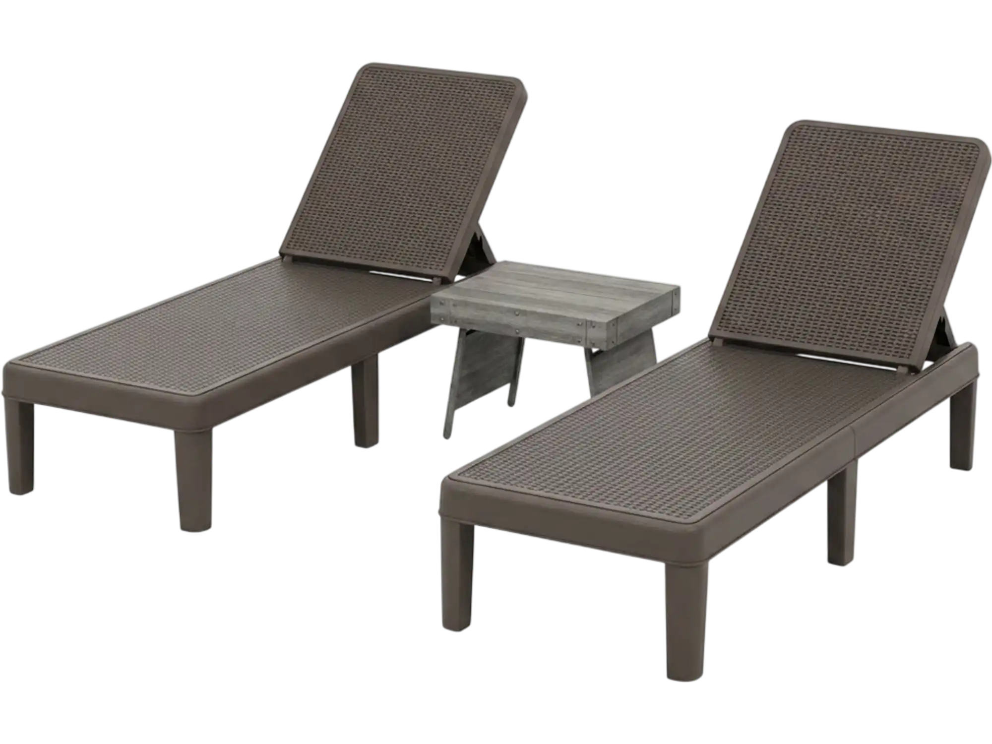 Costway 3-Piece Patio Chaise Lounge Set w/ 2 Adjustable Lounger Chairs & Rattan Side Table 66065908 New