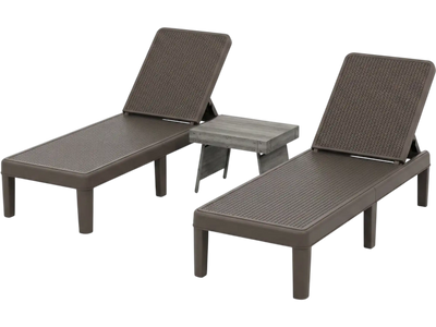 Costway 3-Piece Patio Chaise Lounge Set w/ 2 Adjustable Lounger Chairs & Rattan Side Table 66065908 New