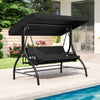 3-Piece Patio Swing with Canopy Removable Cushions and Side Pockets-Black - Gallery View 1 of 11