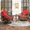 3 Piece Patio Swivel Rocker Set with Tempered Glass Side Table and Thick Cushions-Red - Gallery View 1 of 13
