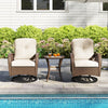 3 Piece Patio Swivel Rocker Set with Tempered Glass Side Table and Thick Cushions-White - Gallery View 1 of 10