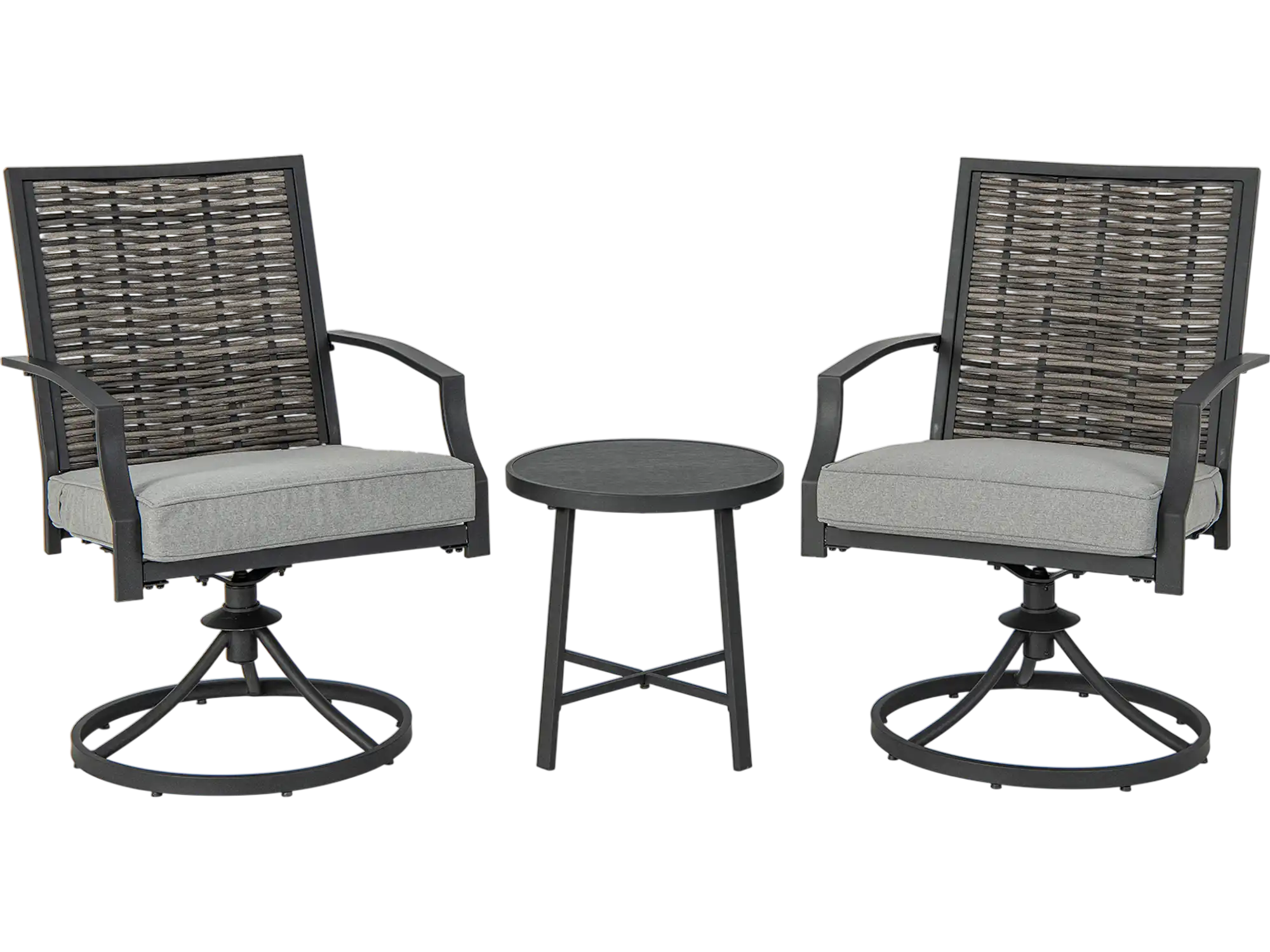 Costway 3-Piece Patio Swivel Chair Set w/ Soft Seat Cushions 74258691 New