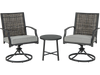 3 Piece Patio Swivel Chair Set with Soft Seat Cushions for Backyard