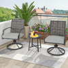 3-piece patio swivel chair set with soft seat cushions, featuring a durable PE rattan design for backyard relaxation.