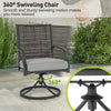 360° swivel chair from the 3-piece patio set with soft seat cushions, perfect for backyard relaxation.