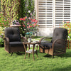 3 Piece Patio Swivel Rocker Set with Tempered Glass Side Table and Thick Cushions-Black - Gallery View 1 of 10