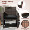 Single chair from the 3 Piece Patio Wicker Dining Set, featuring ergonomic backrest and soft cushion for outdoor.