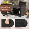 Single chair from the 3 Piece Patio Wicker Dining Set with soft cushioned seat and ergonomic armrests for outdoor.