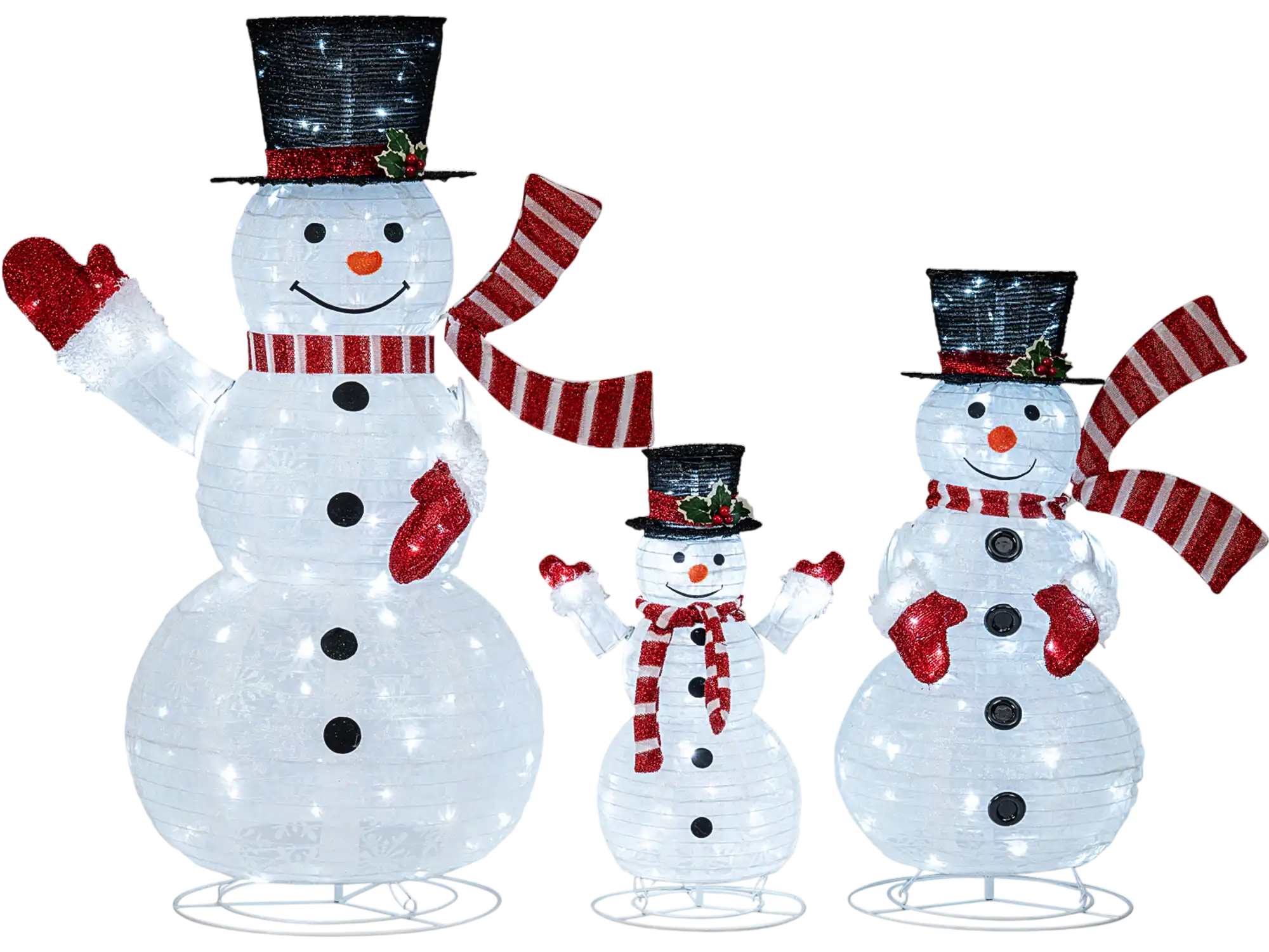 Costway 3-Piece Pre-Lit 3D Snowman Set 270 LED Lights 49184945 New