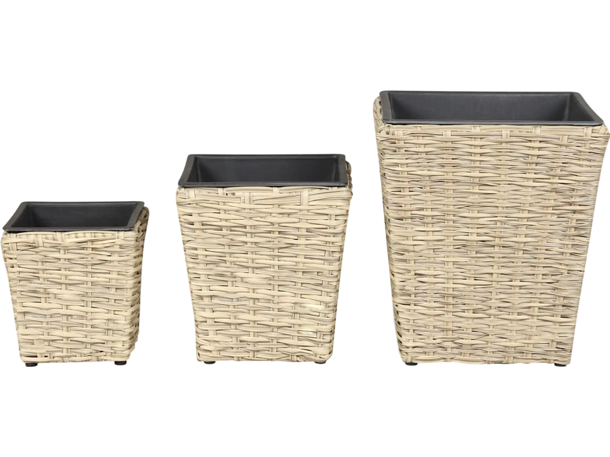 Costway 3-Piece Rattan Planter Box Kit w/ Removable Plastic Liners 25001133 New