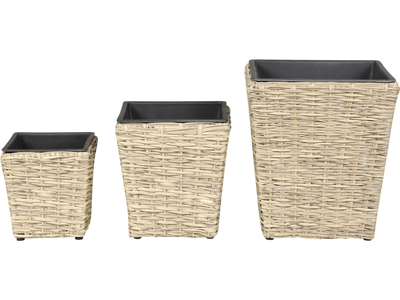 Costway 3-Piece Rattan Planter Box Kit w/ Removable Plastic Liners 25001133 New